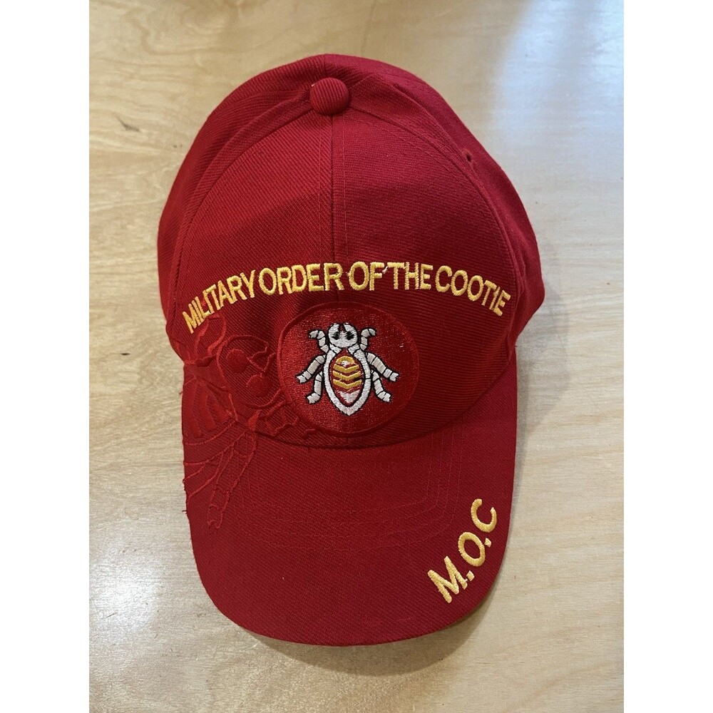 Military Order Of The Cootie Adjustable Baseball Hat Cap Red M.O.C. USA